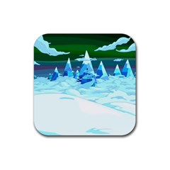 Frost Mountains Illustration Adventure Time Fantasy Art Landscape Rubber Coaster (square) by Sarkoni