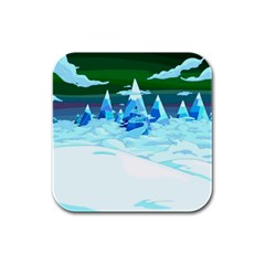 Frost Mountains Illustration Adventure Time Fantasy Art Landscape Rubber Square Coaster (4 Pack) by Sarkoni