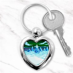 Frost Mountains Illustration Adventure Time Fantasy Art Landscape Key Chain (heart) by Sarkoni