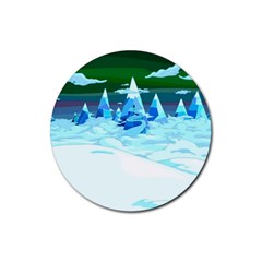 Frost Mountains Illustration Adventure Time Fantasy Art Landscape Rubber Round Coaster (4 Pack) by Sarkoni