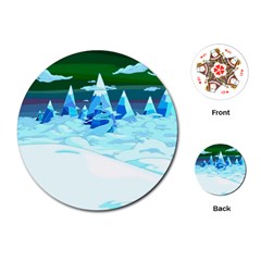 Frost Mountains Illustration Adventure Time Fantasy Art Landscape Playing Cards Single Design (round) by Sarkoni