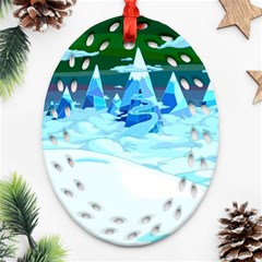 Frost Mountains Illustration Adventure Time Fantasy Art Landscape Oval Filigree Ornament (two Sides) by Sarkoni