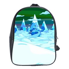 Frost Mountains Illustration Adventure Time Fantasy Art Landscape School Bag (xl) by Sarkoni