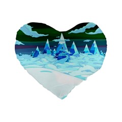 Frost Mountains Illustration Adventure Time Fantasy Art Landscape Standard 16  Premium Heart Shape Cushions by Sarkoni