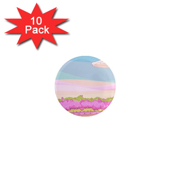 Pink And White Forest Illustration Adventure Time Cartoon 1  Mini Magnet (10 pack) 