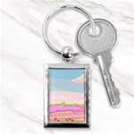 Pink And White Forest Illustration Adventure Time Cartoon Key Chain (Rectangle) Front