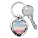 Pink And White Forest Illustration Adventure Time Cartoon Key Chain (Heart) Front