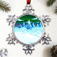 Frost Mountains Illustration Adventure Time Fantasy Art Landscape Metal Large Snowflake Ornament by Sarkoni