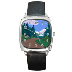 Adventure Time Cartoon Pathway Square Metal Watch by Sarkoni