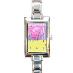 Red Mushroom Animation Adventure Time Cartoon Multi Colored Rectangle Italian Charm Watch by Sarkoni