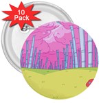 Red Mushroom Animation Adventure Time Cartoon Multi Colored 3  Buttons (10 pack)  Front