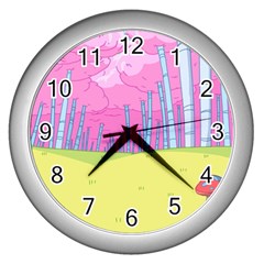 Red Mushroom Animation Adventure Time Cartoon Multi Colored Wall Clock (silver) by Sarkoni