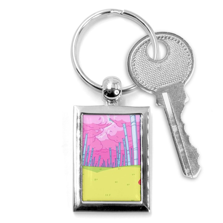 Red Mushroom Animation Adventure Time Cartoon Multi Colored Key Chain (Rectangle)