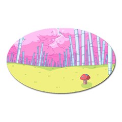 Red Mushroom Animation Adventure Time Cartoon Multi Colored Oval Magnet by Sarkoni