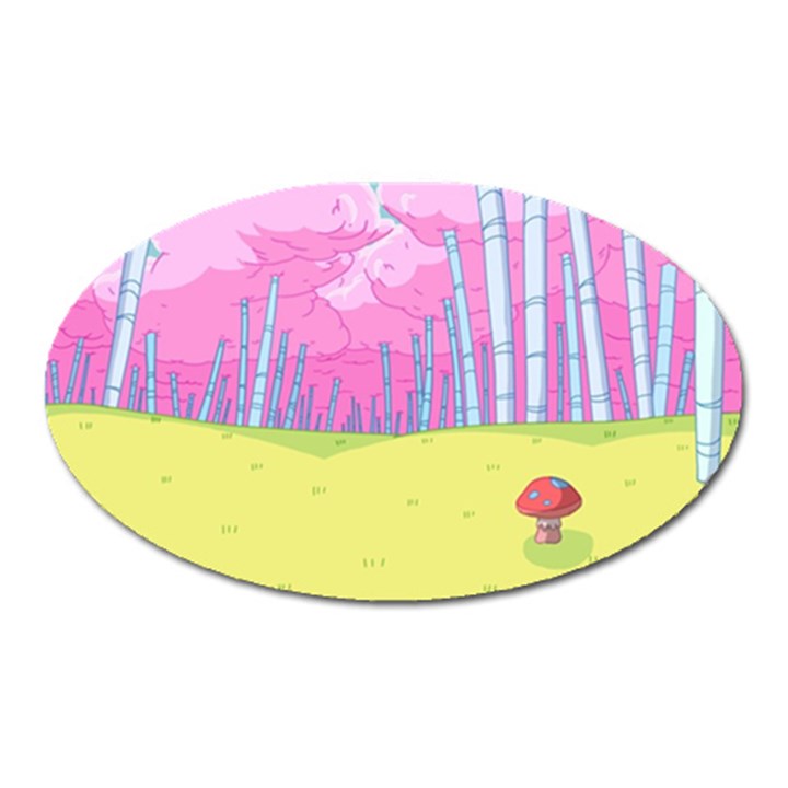 Red Mushroom Animation Adventure Time Cartoon Multi Colored Oval Magnet