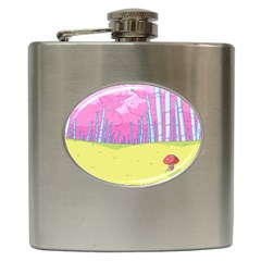 Red Mushroom Animation Adventure Time Cartoon Multi Colored Hip Flask (6 Oz) by Sarkoni