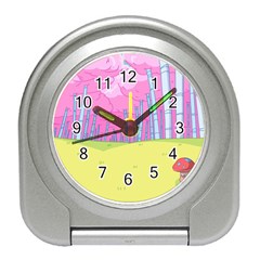 Red Mushroom Animation Adventure Time Cartoon Multi Colored Travel Alarm Clock by Sarkoni