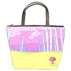 Red Mushroom Animation Adventure Time Cartoon Multi Colored Bucket Bag by Sarkoni