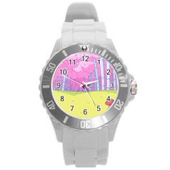 Red Mushroom Animation Adventure Time Cartoon Multi Colored Round Plastic Sport Watch (l) by Sarkoni