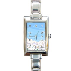 White Petaled Flowers Illustration Adventure Time Cartoon Rectangle Italian Charm Watch by Sarkoni