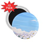 White Petaled Flowers Illustration Adventure Time Cartoon 2.25  Magnets (10 pack)  Front