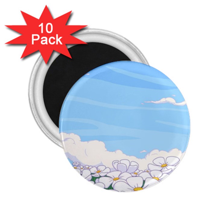 White Petaled Flowers Illustration Adventure Time Cartoon 2.25  Magnets (10 pack) 