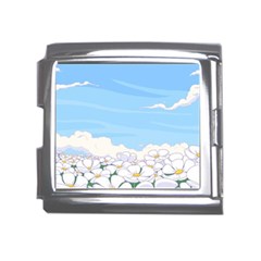 White Petaled Flowers Illustration Adventure Time Cartoon Mega Link Italian Charm (18mm) by Sarkoni