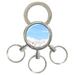 White Petaled Flowers Illustration Adventure Time Cartoon 3-Ring Key Chain Front