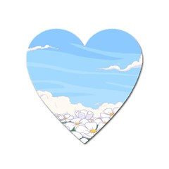 White Petaled Flowers Illustration Adventure Time Cartoon Heart Magnet by Sarkoni