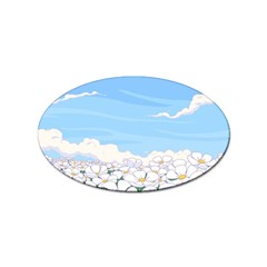 White Petaled Flowers Illustration Adventure Time Cartoon Sticker Oval (10 Pack) by Sarkoni