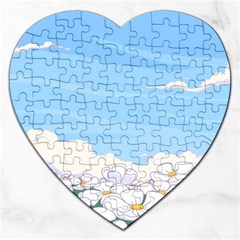 White Petaled Flowers Illustration Adventure Time Cartoon Jigsaw Puzzle (heart) by Sarkoni