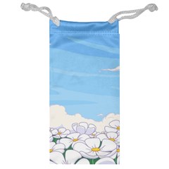 White Petaled Flowers Illustration Adventure Time Cartoon Jewelry Bag by Sarkoni