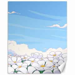 White Petaled Flowers Illustration Adventure Time Cartoon Canvas 16  X 20 