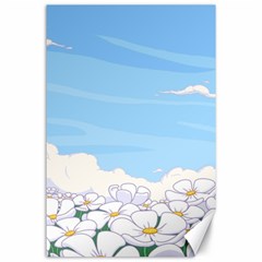 White Petaled Flowers Illustration Adventure Time Cartoon Canvas 24  X 36  by Sarkoni