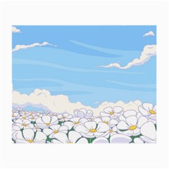 White Petaled Flowers Illustration Adventure Time Cartoon Small Glasses Cloth (2 Sides) by Sarkoni