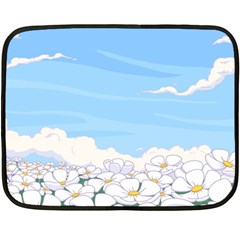 White Petaled Flowers Illustration Adventure Time Cartoon Two Sides Fleece Blanket (mini) by Sarkoni