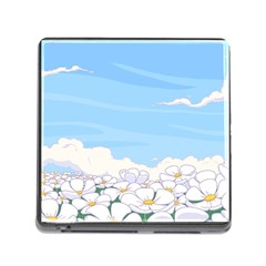 White Petaled Flowers Illustration Adventure Time Cartoon Memory Card Reader (square 5 Slot) by Sarkoni