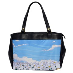 White Petaled Flowers Illustration Adventure Time Cartoon Oversize Office Handbag by Sarkoni