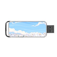 White Petaled Flowers Illustration Adventure Time Cartoon Portable Usb Flash (two Sides) by Sarkoni