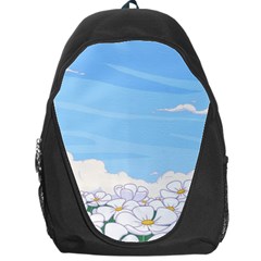 White Petaled Flowers Illustration Adventure Time Cartoon Backpack Bag by Sarkoni