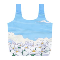 White Petaled Flowers Illustration Adventure Time Cartoon Full Print Recycle Bag (l) by Sarkoni