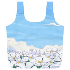 White Petaled Flowers Illustration Adventure Time Cartoon Full Print Recycle Bag (xl) by Sarkoni