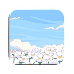 White Petaled Flowers Illustration Adventure Time Cartoon Square Metal Box (black) by Sarkoni