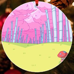 Red Mushroom Animation Adventure Time Cartoon Multi Colored Uv Print Acrylic Ornament Round by Sarkoni