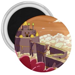 Animated Castle Illustration Adventure Time Cartoon Nature 3  Magnets by Sarkoni