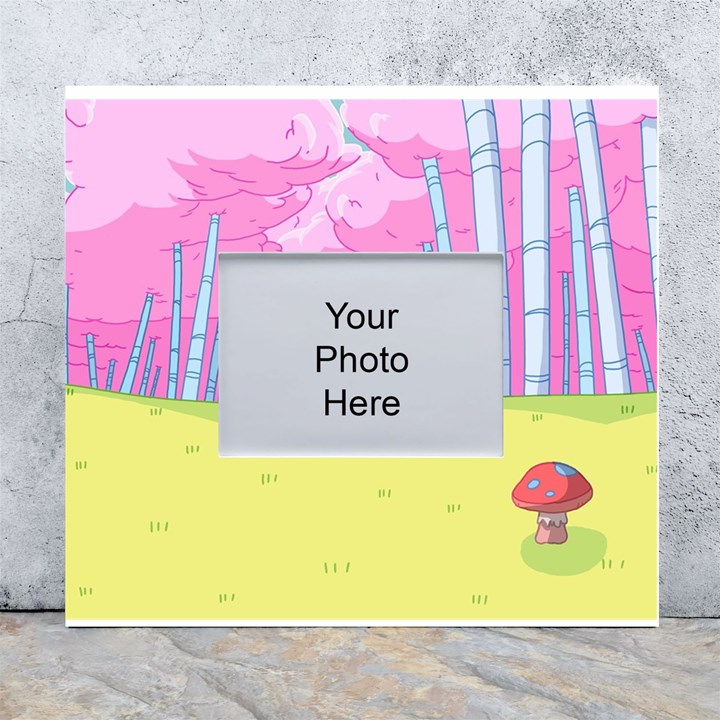 Red Mushroom Animation Adventure Time Cartoon Multi Colored White Wall Photo Frame 5  x 7 