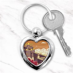 Animated Castle Illustration Adventure Time Cartoon Nature Key Chain (heart) by Sarkoni