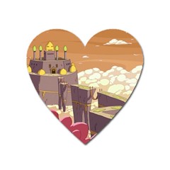 Animated Castle Illustration Adventure Time Cartoon Nature Heart Magnet by Sarkoni