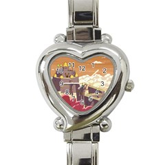 Animated Castle Illustration Adventure Time Cartoon Nature Heart Italian Charm Watch by Sarkoni