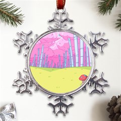 Red Mushroom Animation Adventure Time Cartoon Multi Colored Metal Large Snowflake Ornament by Sarkoni